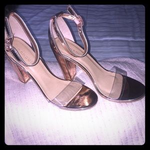 Prom!!  Clear Bamboo Frenzy Heels Rose Gold